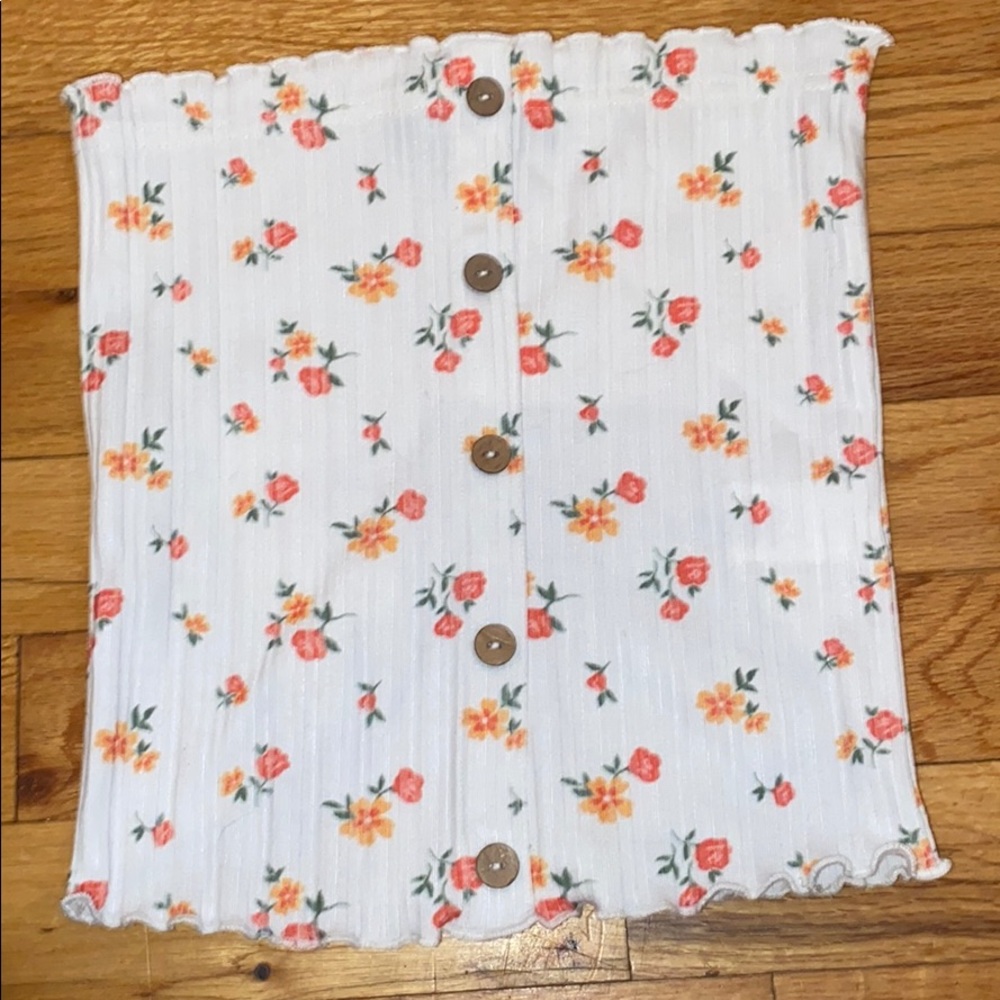 Floral white tube top
